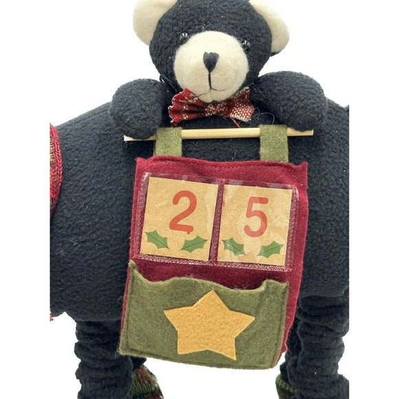 Vtg Black Bear & Cub Plush Christmas Advent Countdown Calendar Kitschy Core 14" - Picture 4 of 10